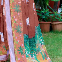 Anouk Rustic Ethnic Motifs Zari Block Print Saree image 5