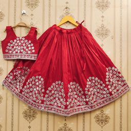 BAESD Girls Embroidered Sequinned Ready to Wear Lehenga &-image-96