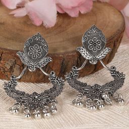 Thrillz Silver-Plated Artificial Beads Beaded Contemporary Jhumkas-47