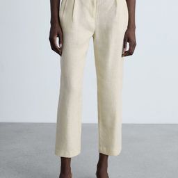 MANGO Women Relaxed Fit Pleated Trousers-image-77