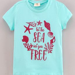 Koton Half Sleeves Top Placement Print- Green-picture-18