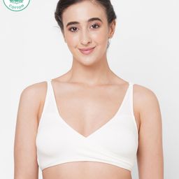 ECOMAMA Organic Cotton & Bamboo Antimicrobial Sleeping/Feeding Bra - White-image-42