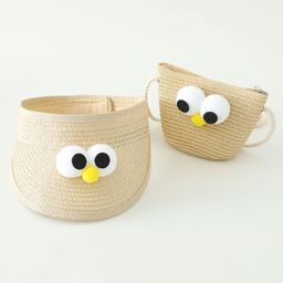 Babyhug Straw Hat With Face Applique & Purse Beige- Diameter 48 cm-13