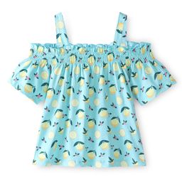 Babyhug Off-Shoulder Half Sleeves Top with Floral Print - Blue-image-58