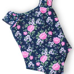 Babyhug Sleeveless V Cut Swimsuit Floral Print - Navy Blue-image-74