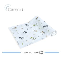 Carerio 100% Cotton Mulmul Swaddle Wrap Pack of 1 - Panda Bear Printed - Green & White-image-15