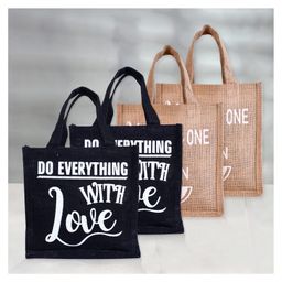 Kuber Industries Lunch Bag  Jute Carry Bag  Lunch Handbag  Lunch Bags for office  Reusable Lunch Bag with Handle  Tiffin Carry Hand Bag  Small  Pack of 4  Multi-image-76