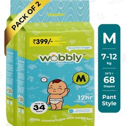 Wobbly Baby Diaper Pants, Medium (M) Size - 68 count-18
