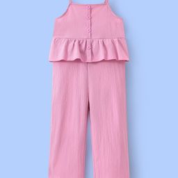 Mark & Mia Sleeveless Solid Jumpsuit With Frill Detailing - Pink-image-52