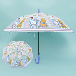 Rabbit Printed J Shaped Handle Umbrella - Purple-51