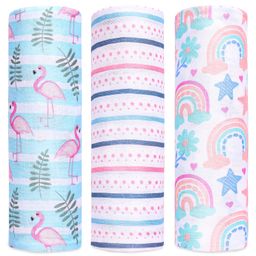 Zoe 100% Cotton Muslin Multipurpose Swaddle Wrap Flamingo Print Pack of 3 - Multicolour-image-84