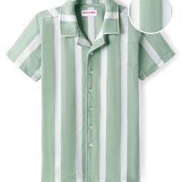 Kookie Kids Textured Knit Half Sleeves Striped Shirt - Sage-image-79