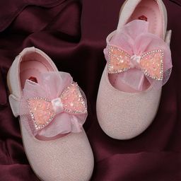 Mine Sole Stones Embellished Bow Designed Mary Jane Ballerinas - Pink-image-6