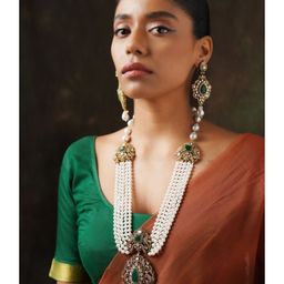 Abdesigns Sophisticated Gold Plated Polki American Diamond Necklace-100g-12