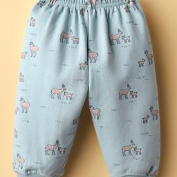 Tango Knit Full Length Fleece & Woolen Bottomwear With Animal Print - Light Blue-picture-29