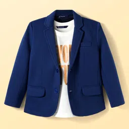 Pine Kids Knit Full Sleeves Solid Blazer with Printed Inner Tee - Blue-picture-21