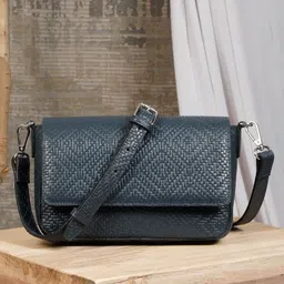 HATS OFF ACCESSORIES Leather Structured Sling Bag with Cut Work-9