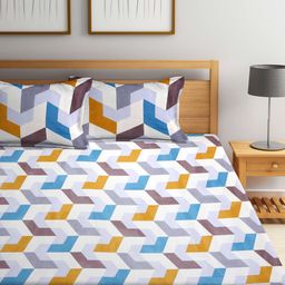 Arrabi TC Cotton Blend Super King Size Bedsheet With 2 Pillow Covers Abstract Print ARBS 1734 - Multicolour image 2