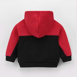 Kookie Kids Full Sleeves Front Open Hooded Sweatjacket with Colour Block Design & Text Print - Multicolour image 2