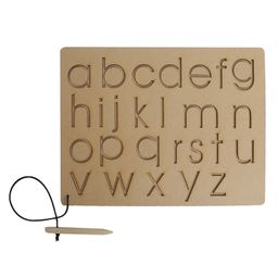 MINDMAKER Wooden Puzzle Tracing Boards Educational and Learning Toy for Kids Capital ABC Small abc And Patterns Tracing - Brown image 3
