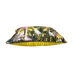TARA- Sparkling Homes Yellow & Green Set of 2 Floral Velvet Rectangle Cushion Covers image 4