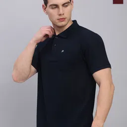 LUX PARKER Men Pack of 2 Solid Polo Collar Cotton Slim Fit T-shirts-image-98