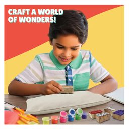 Kalakaram 7 Wonders Block Printed Canvas Pouch Kit - Yellow image 5