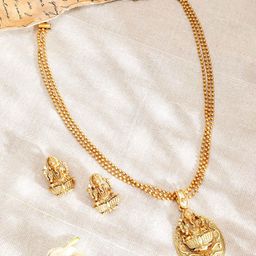 Rubans 22K Gold-Plated Divine Ganesh Motif Jewellery Set-44