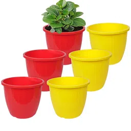 Kuber Industries Set of 6 Red Textured Planters image 1