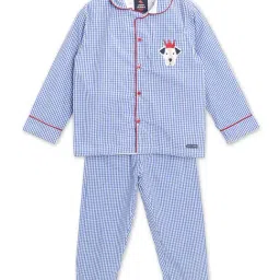 Cherry Crumble by Nitt Hyman Kids Blue & White Checkered Crown Nightsuit-image-82