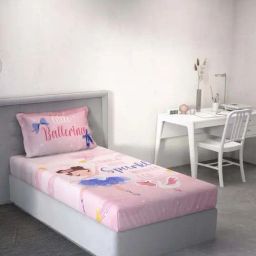 DDecor Ballerina Conversational Pink Cotton 136 TC Single Bedsheet With 1 Pillow Cover-picture-43