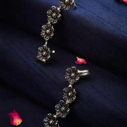 Sohi Oxidised Silver Ear Cuff Earrings-29