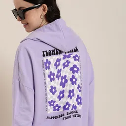 HERE&NOW Graphic Printed Pure Cotton Hooded Sweatshirt-11