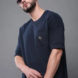 Difference Of Opinion Navy Cotton Loose Fit T-Shirts-image-52