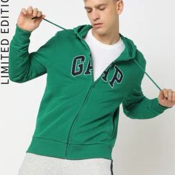 GAP Green Regular Fit Embroidered Hoodie-image-78