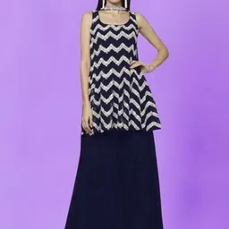 PARROT CREATION Embroidered Straight Sequinned Kurti With Sharara And Dupatta-image-44