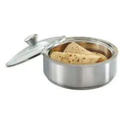 Borosil Silver Stainless Steel Insulated Roti Bowl with Lid (1100 ml) - Set of 1-9
