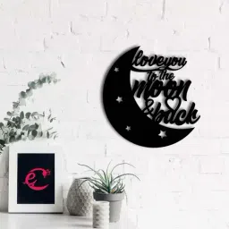 Love You To The Moon And Back' Black Engineered Wood Wall Art Cutout-image-71