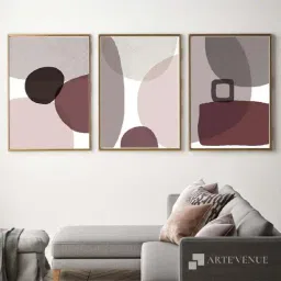 ARTE'VENUE Mid Century ColorDew Brown & White Canvas Wall Arts - Set of 3 (31 X 41 inch Each)-25