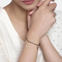 Estele Gold-Plated Charms Mangalsutra Bracelet for Women-image-18