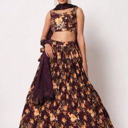 SHUBHKALA Purple Silk Embellished Lehenga and Choli Set With Dupatta-picture-29