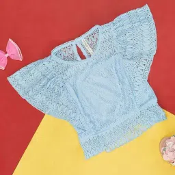 Pantaloons Junior Powder Blue Regular Fit Top-image-83