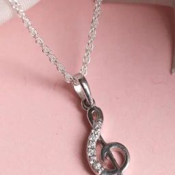 Clara 92.5 Sterling Silver Music Pendant with Chain for Women-image-4
