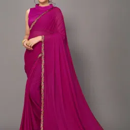 Satrani Purple Saree With Unstitched Blouse-image-10
