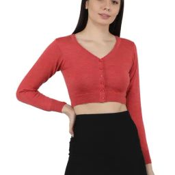 Monte Carlo Red Wool Open Front Cardigan-image-52