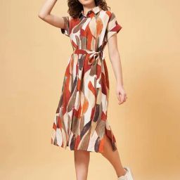 YU by Pantaloons Brown Printed A-Line Dress-picture-4