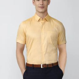 Peter England Yellow Cotton Slim Fit Shirt-image-20