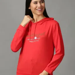 SHOWOFF Red Cotton Embellished Hoodie-48
