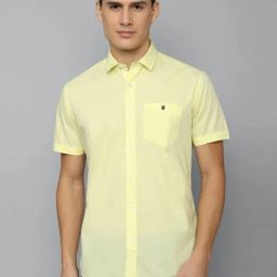 Louis Philippe Jeans Lemon Yellow Cotton Slim Fit Shirt-image-26