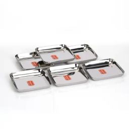 Sumeet Silver Stainless Steel Plates - Set of 6-7